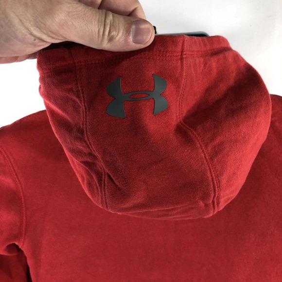 Under Armour Threadborne Hoodie Size Youth Medium Red Hooded Sweatshirt Pullover - Picture 7 of 11